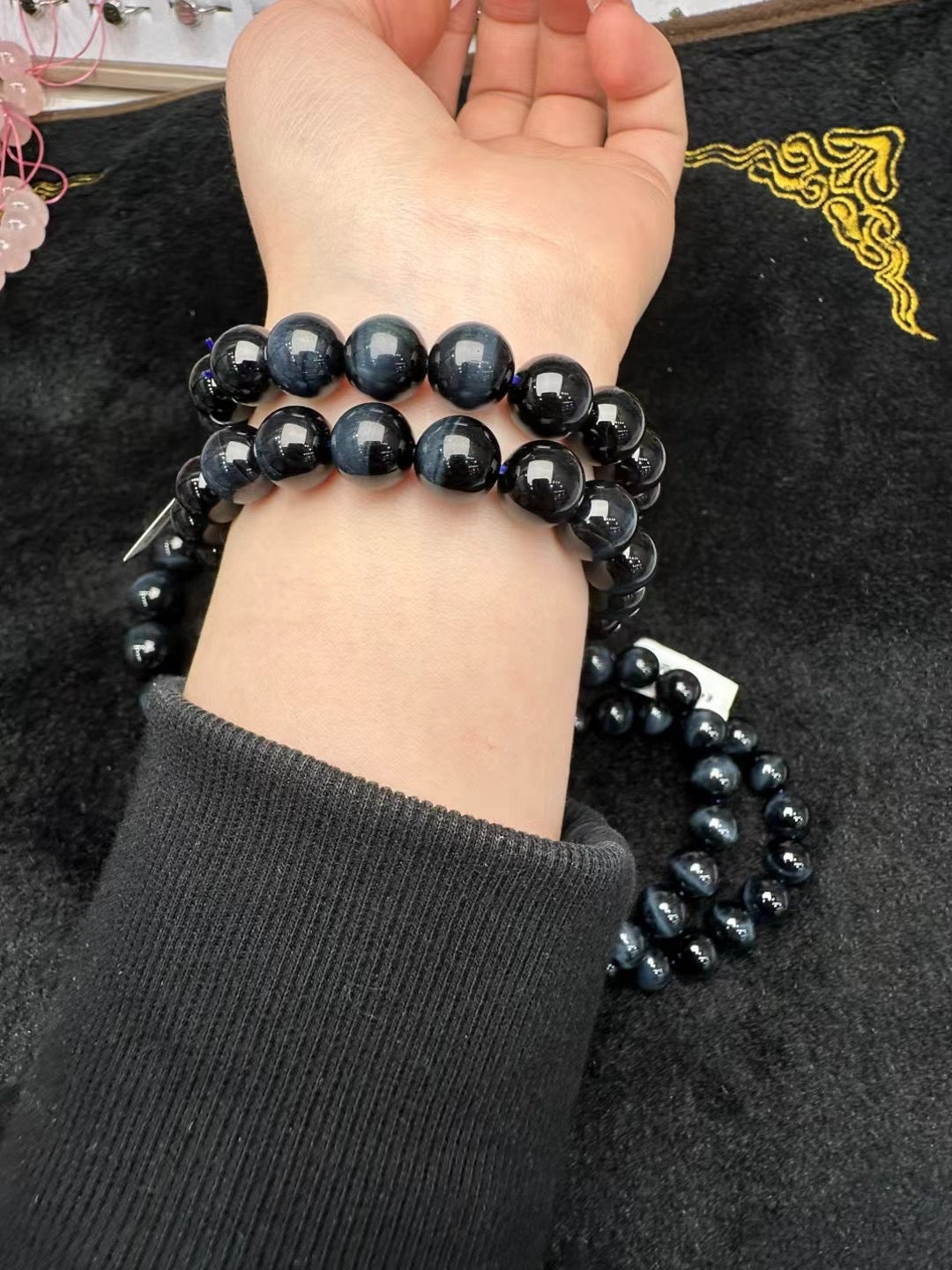 Dreamy Blue Lightning Hawk’s Eye Bracelet Blue Tiger Eye梦幻蓝 闪电鹰眼 国潮新中式 水波纹 转运珠佛珠#好运 虎眼石 手串 男女同款情侣款