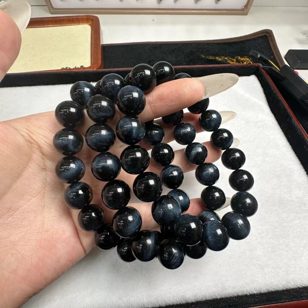 Dreamy Blue Lightning Hawk’s Eye Bracelet Blue Tiger Eye梦幻蓝 闪电鹰眼 国潮新中式 水波纹 转运珠佛珠#好运 虎眼石 手串 男女同款情侣款
