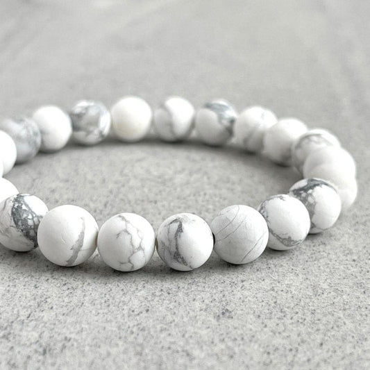 #4-Smooth Natural Howlite Stone Bracelets Round Loose Beads Diy Jewellery Making Bracelet Necklace