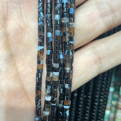 Black agate banding 2*3mm donut