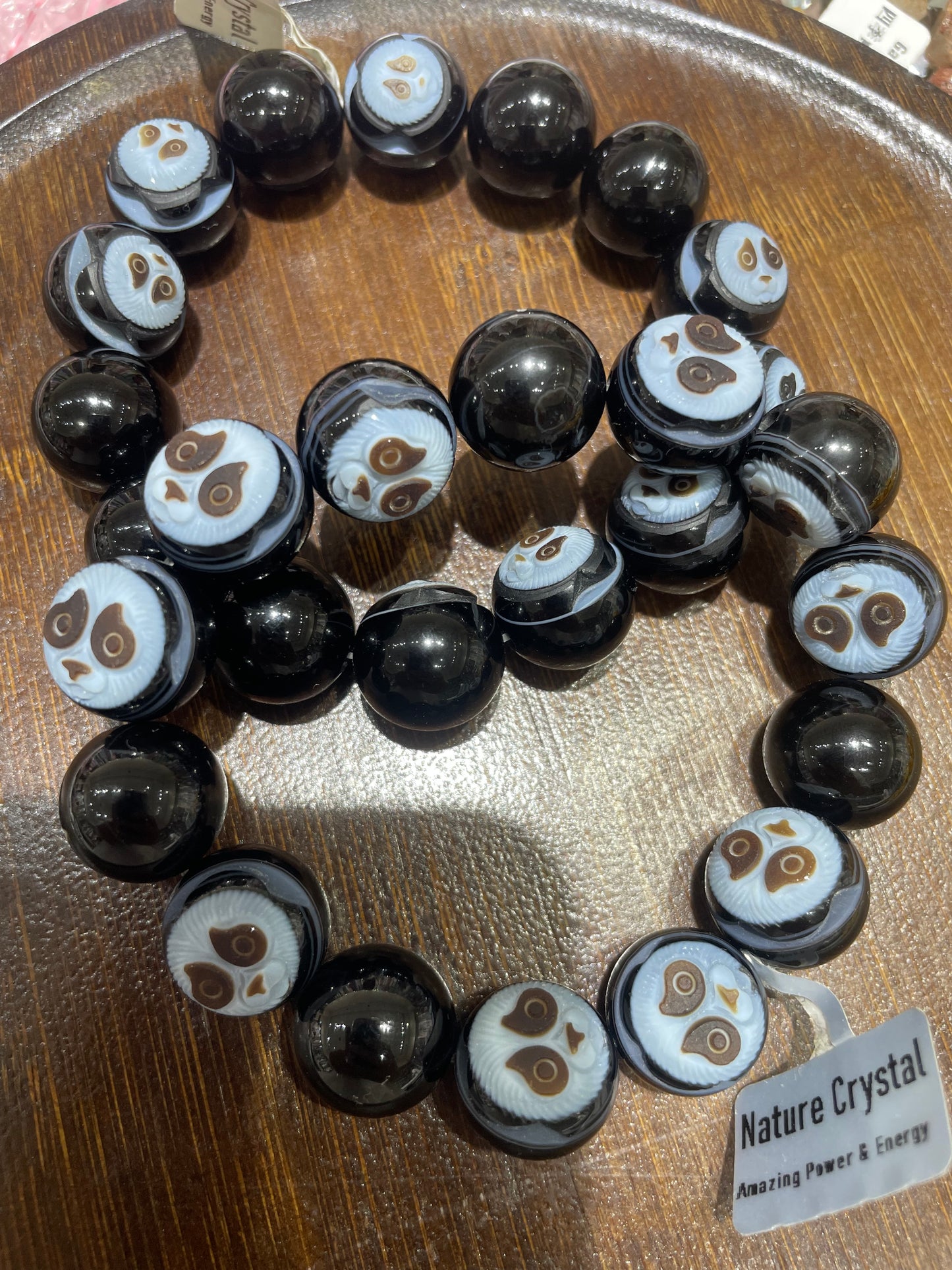 Agate panda carving beads