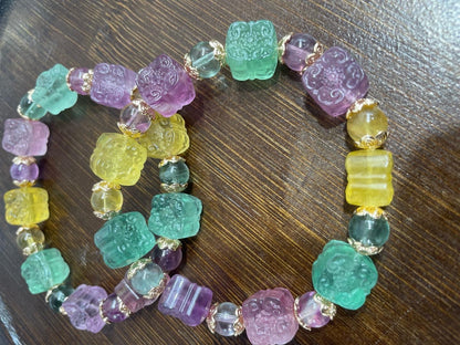 Fluorite Lucky Flower carving bracelets