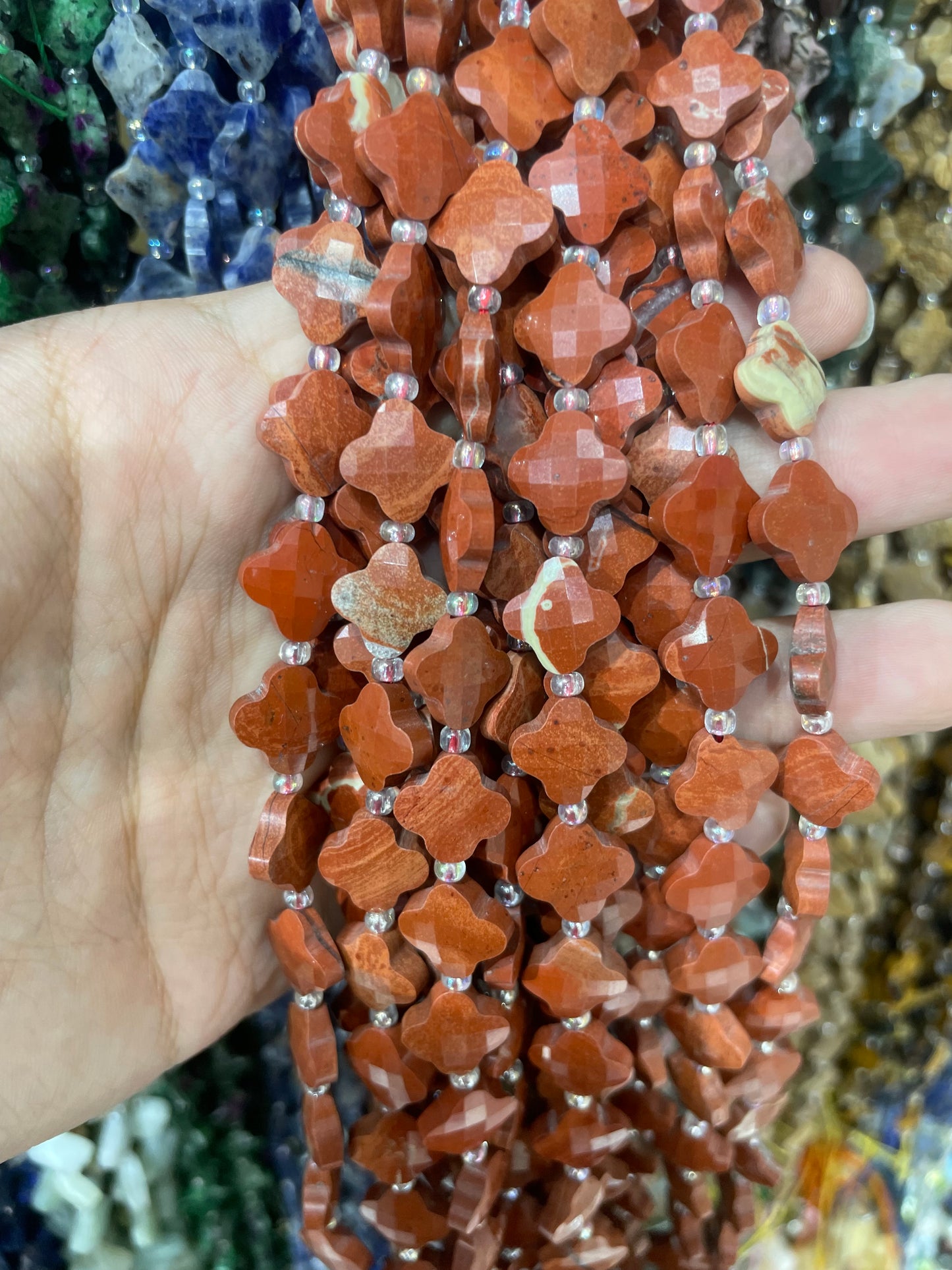 Red jasper faceted