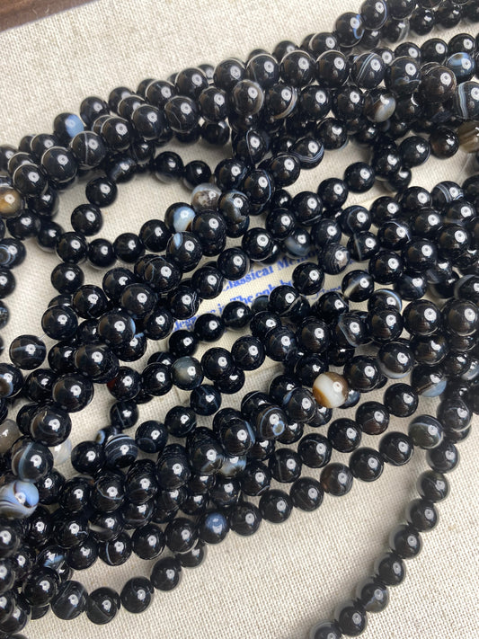 Black Banded agate Black onyx Black agate 6mm