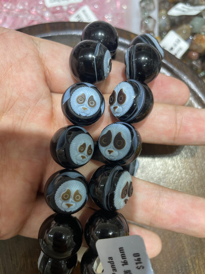 Agate panda carving beads