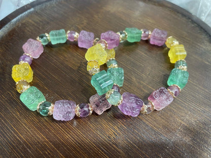 Fluorite Lucky Flower carving bracelets