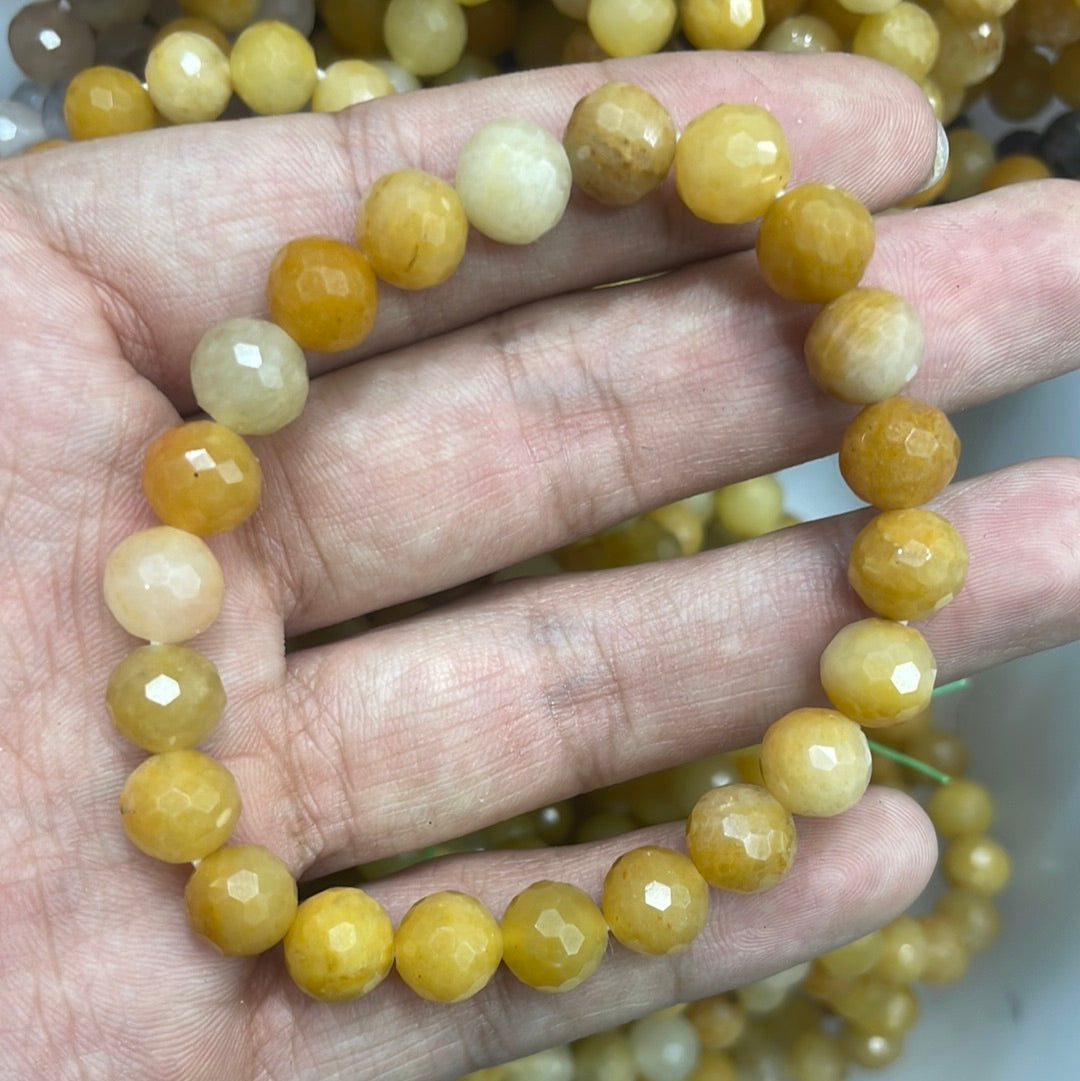 Yellow Jade faced 8mm