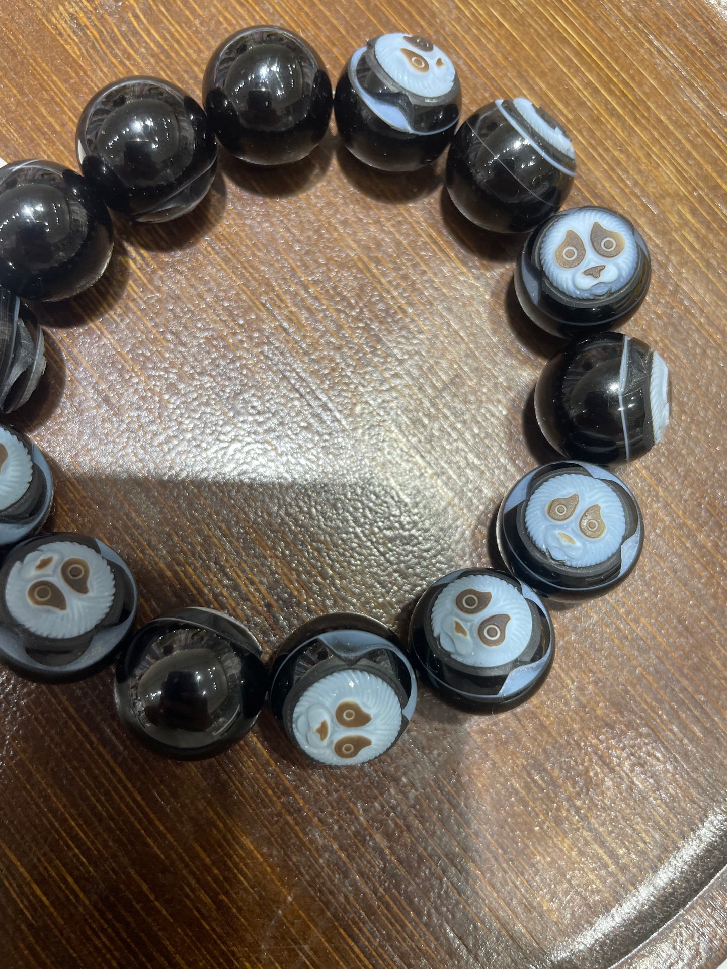 Agate panda carving beads