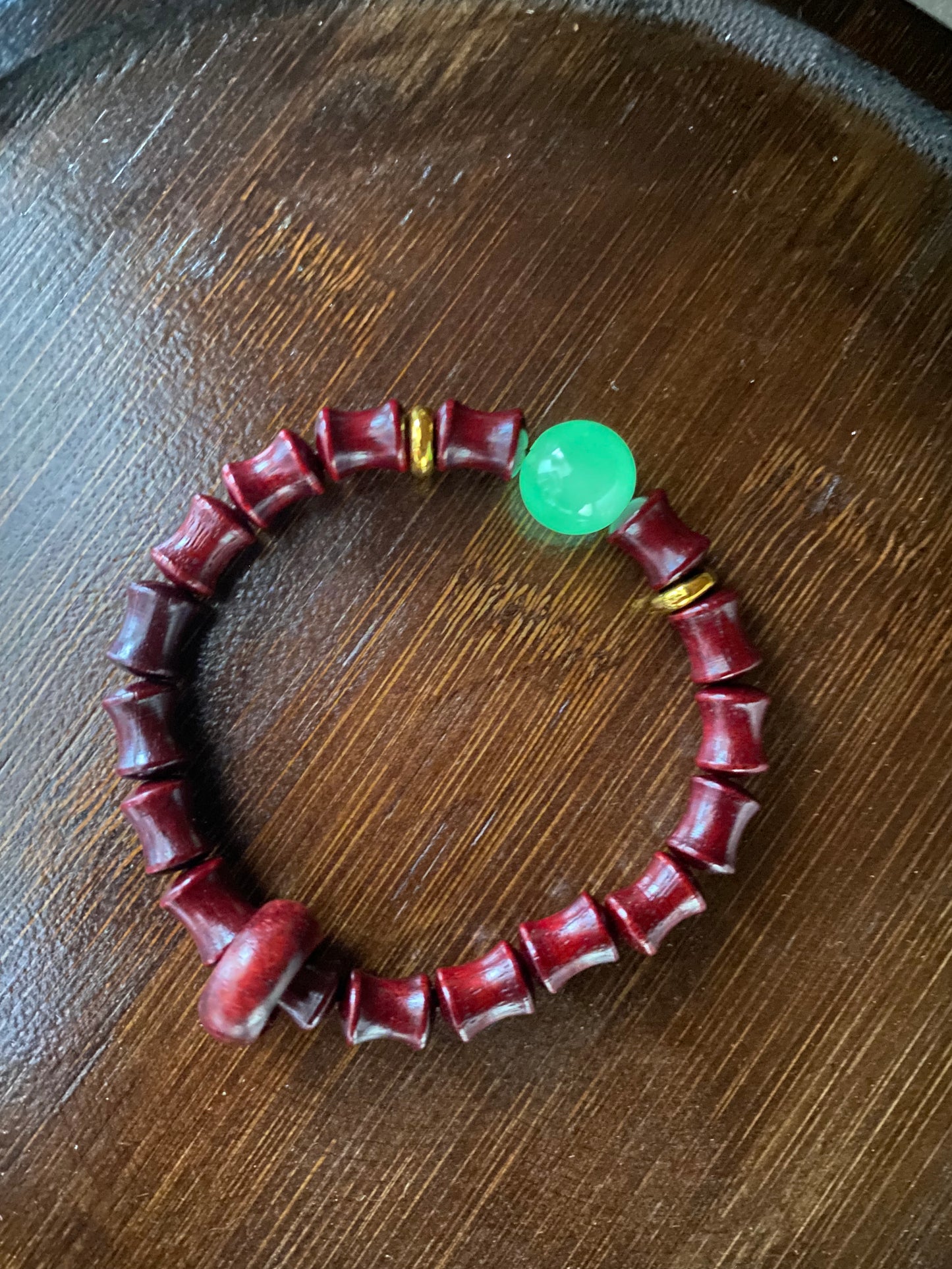 Red sandalwood with glow beads and donut ring