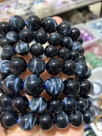 Dreamy Blue Lightning Hawk’s Eye Bracelet Blue Tiger Eye梦幻蓝 闪电鹰眼 国潮新中式 水波纹 转运珠佛珠#好运 虎眼石 手串 男女同款情侣款