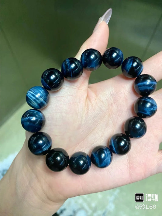 Dreamy Blue Lightning Hawk’s Eye Bracelet Blue Tiger Eye梦幻蓝 闪电鹰眼 国潮新中式 水波纹 转运珠佛珠#好运 虎眼石 手串 男女同款情侣款