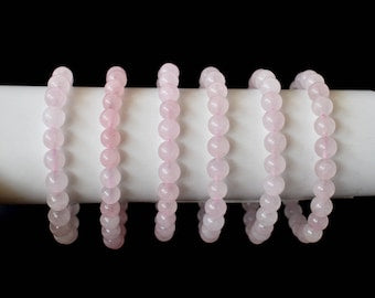 Rose Quartz Bead Bracelet - Natural Stone Bracelet - Gemstone Bracelet - Friendship Bracelet - Gift Idea - Pink Bracelet