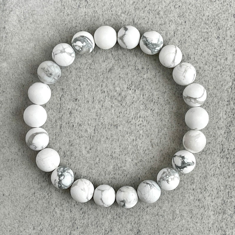 #4-Smooth Natural Howlite Stone Bracelets Round Loose Beads Diy Jewellery Making Bracelet Necklace