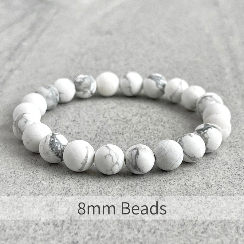 #4-Smooth Natural Howlite Stone Bracelets Round Loose Beads Diy Jewellery Making Bracelet Necklace